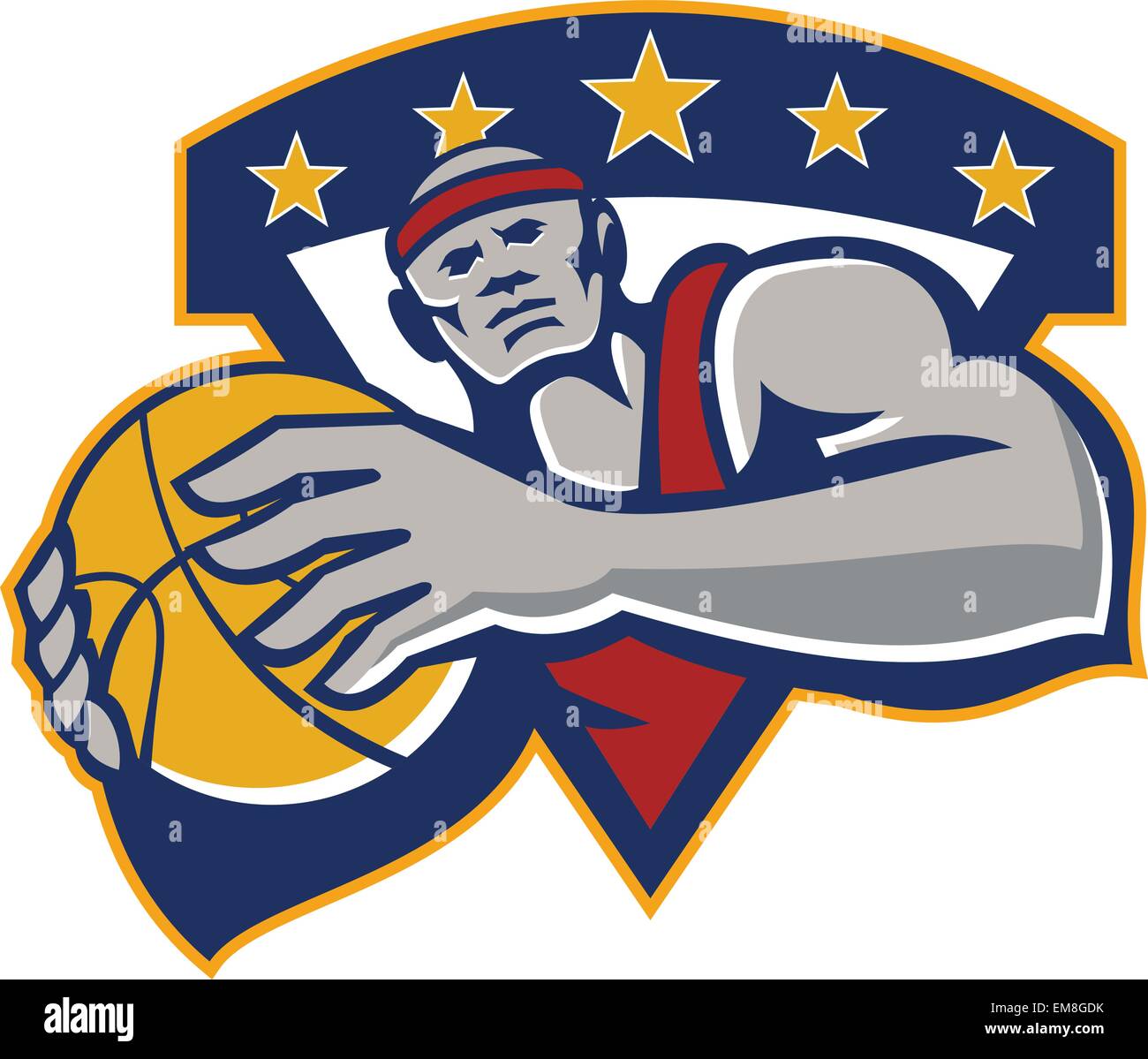 Basketball Player Holding Ball Star Retro Stock Vector Image & Art Alamy