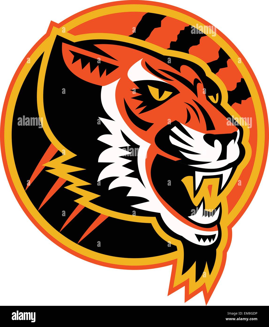 Angry Tiger Side Retro Stock Vector Image & Art - Alamy