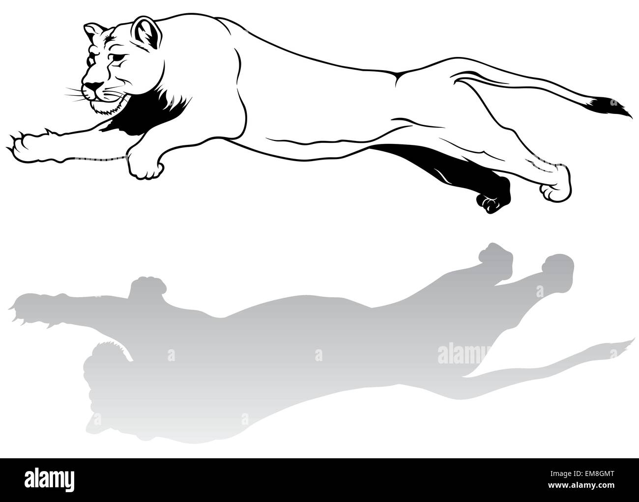 Running Lioness Silhouette