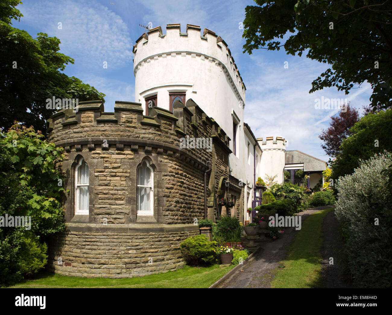 UK, England, Yorkshire, Scarborough, Castle Road, castellated house Stock Photo