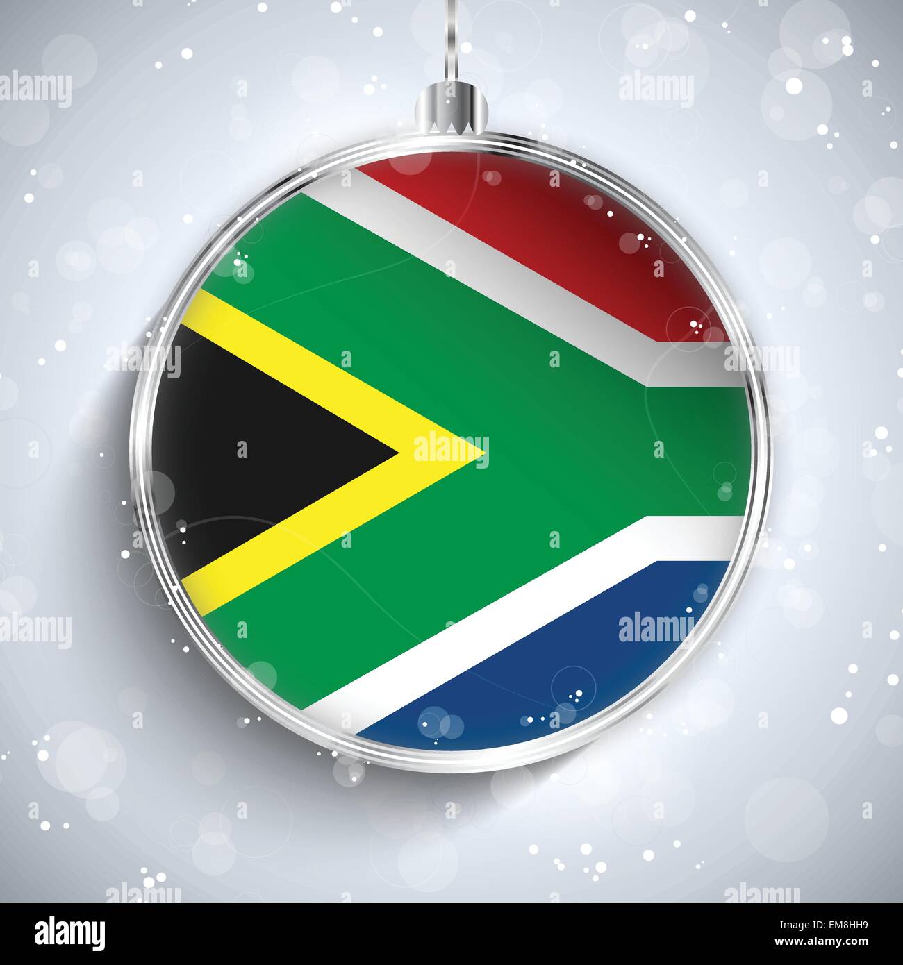 Merry Christmas Silver Ball with Flag South Africa Stock Vector Image