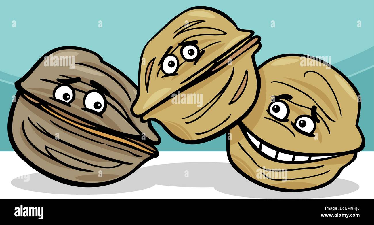 walnuts nuts cartoon illustration Stock Vector Image & Art Alamy