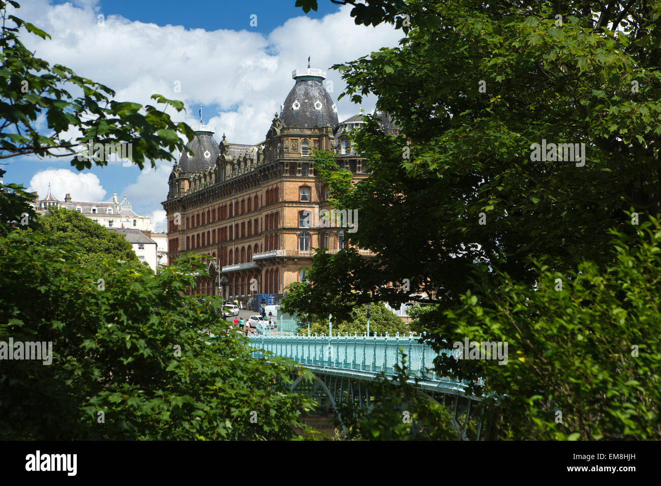 UK, England, Yorkshire, Scarborough, Grand Hotel and Cliff Bridge Stock Photo