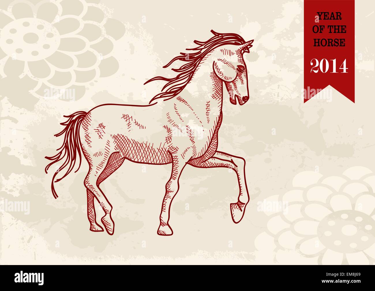 Chinese new year Horse hand drawn vector file Stock Vector Image & Art ...