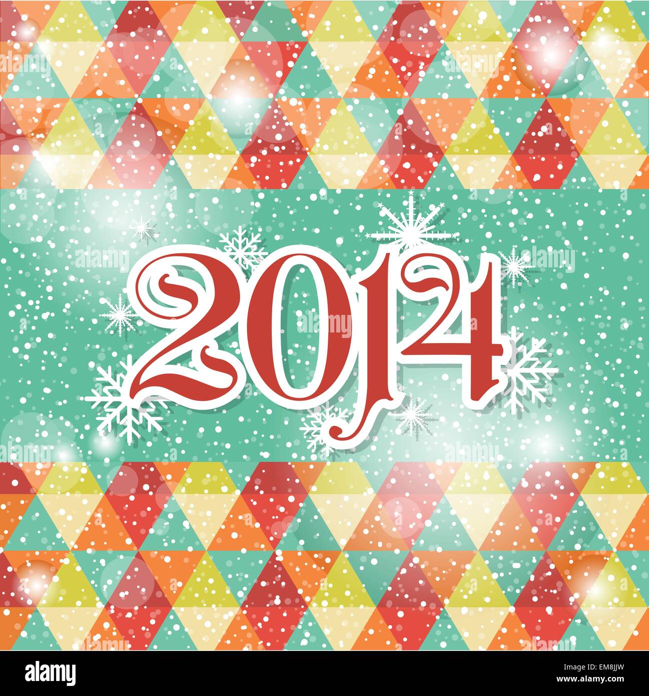 Happy New Year 2014 greeting card in blue and white colors Stock Vector