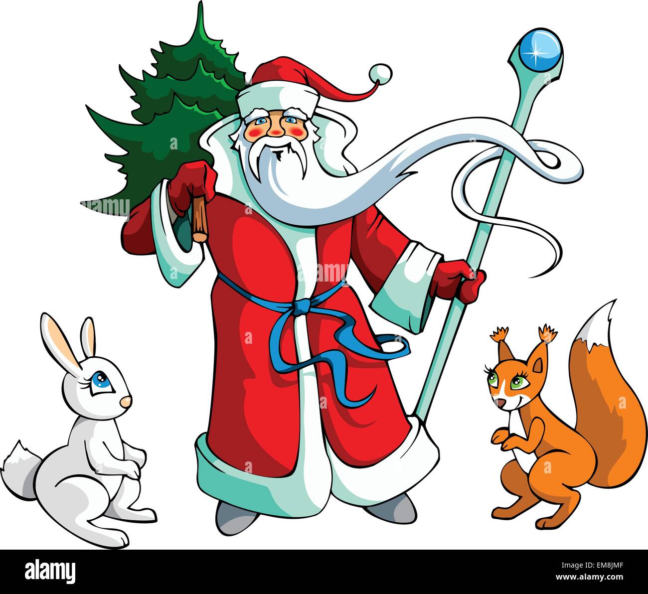 Santa Claus with animals Stock Vector