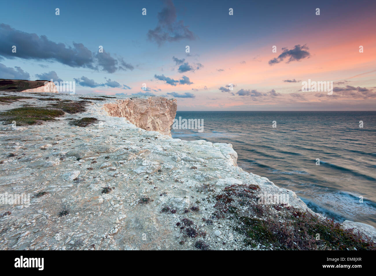 White chalk cliffs of Seaford, East Sussex, England Stock Photo