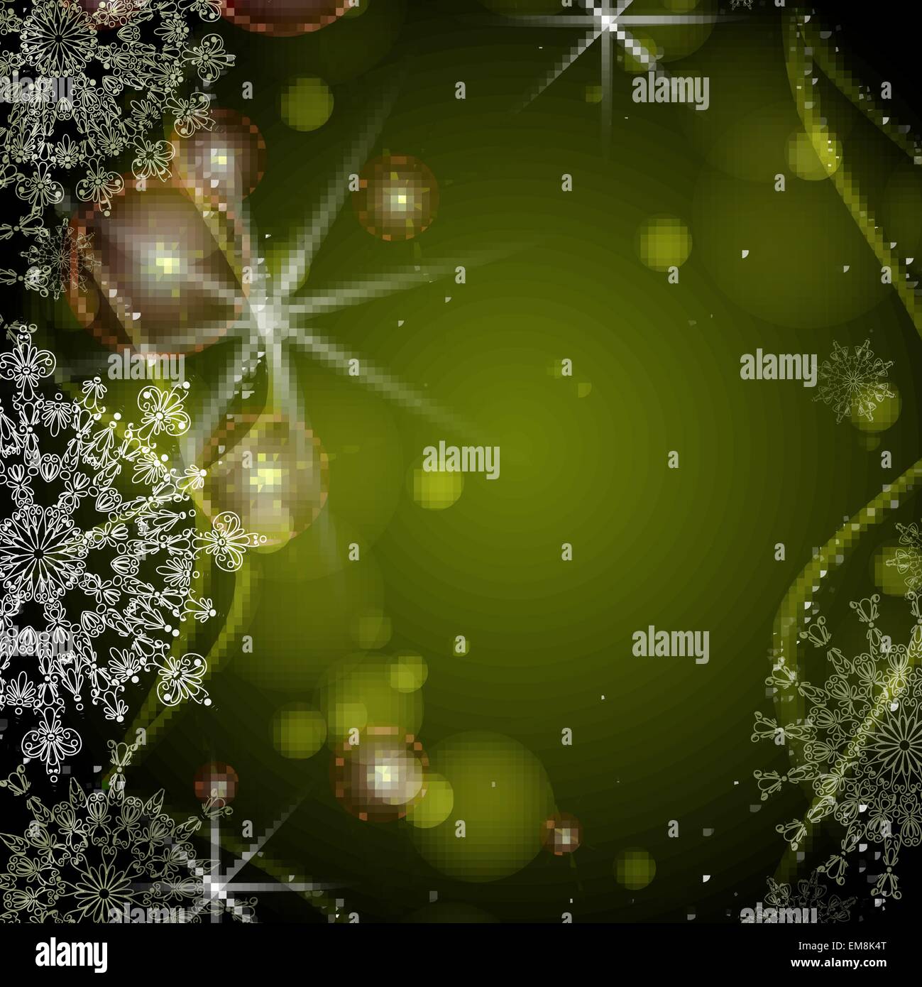 Green Background With Snowflakes Stock Vector Image & Art - Alamy