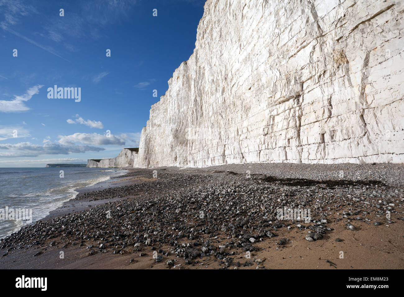 Seven sisters white cliffs at Eastbourne, East Sussex, England Stock ...