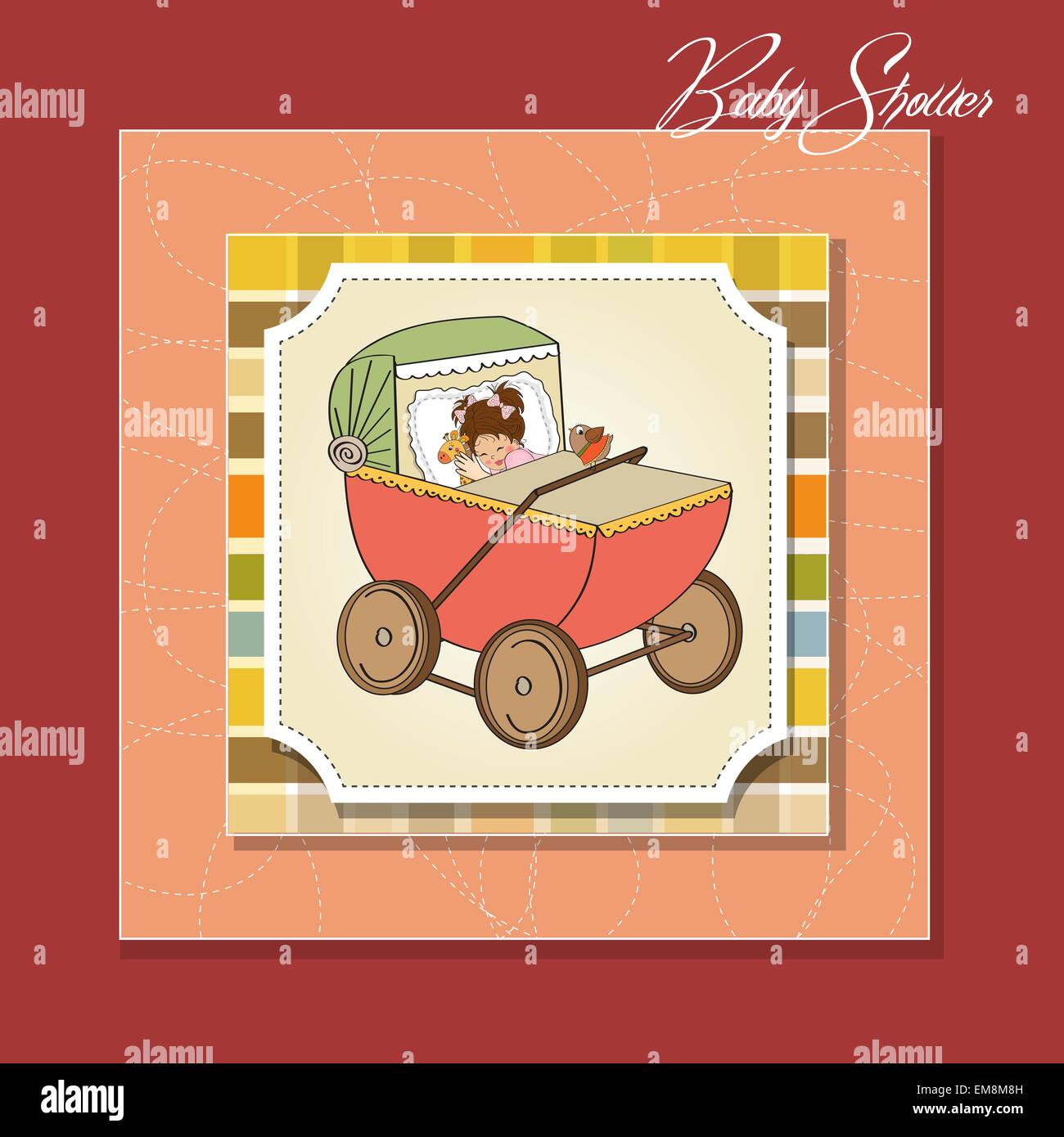 baby girl shower card with retro strolller Stock Vector Image & Art - Alamy