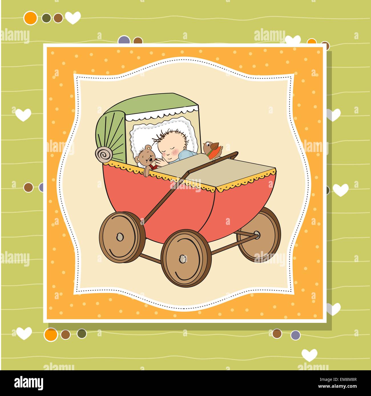 baby boy shower card with retro strolller Stock Vector Image & Art Alamy