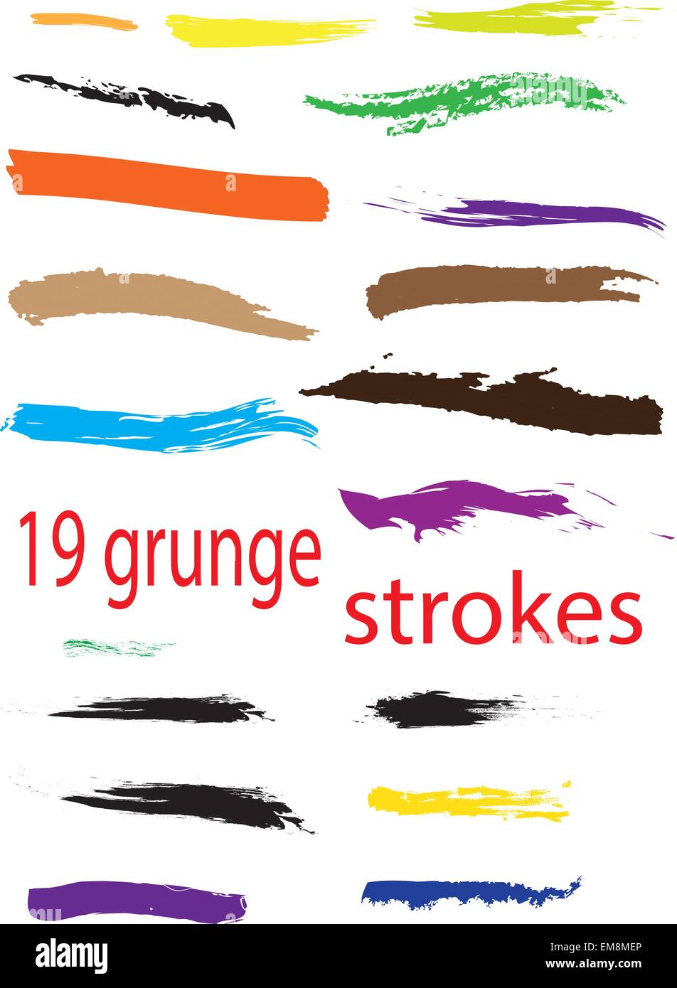 nineteen grunge strokes Stock Vector