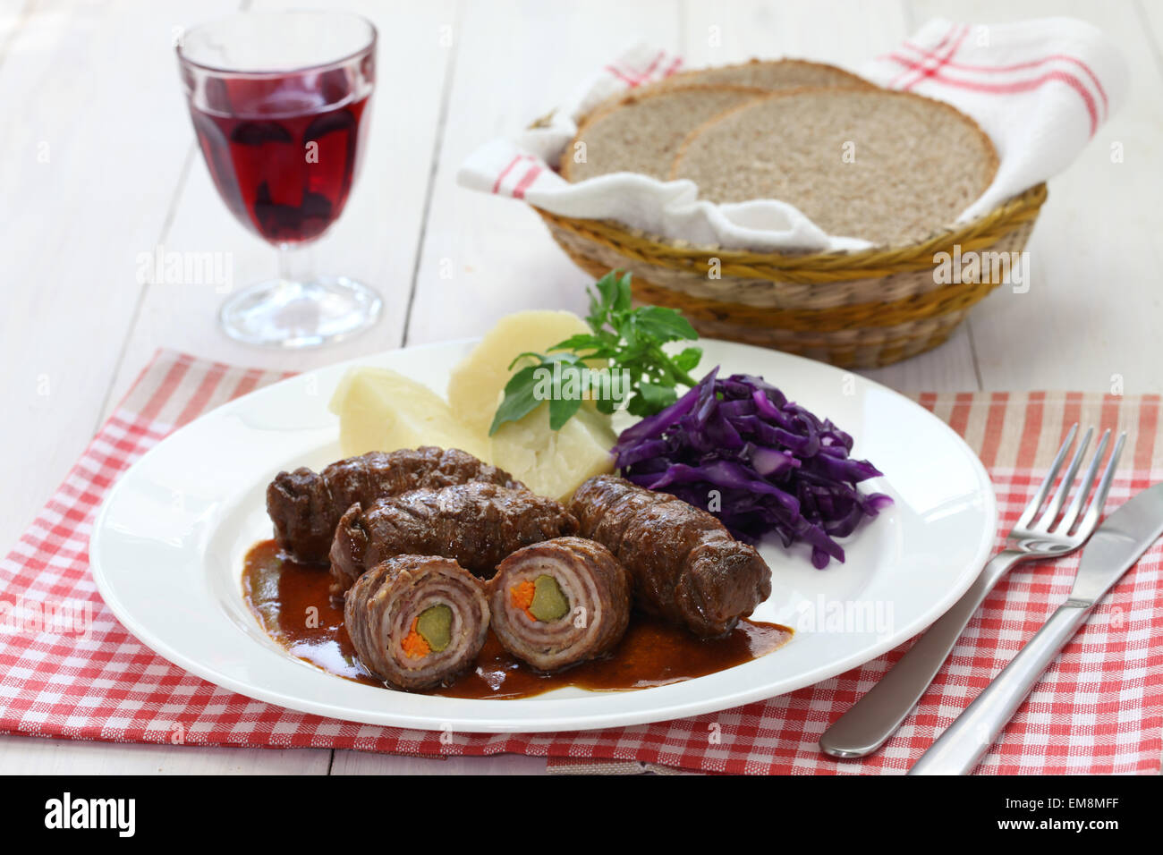 rinderrouladen, beef olive, German beef roll Stock Photo - Alamy