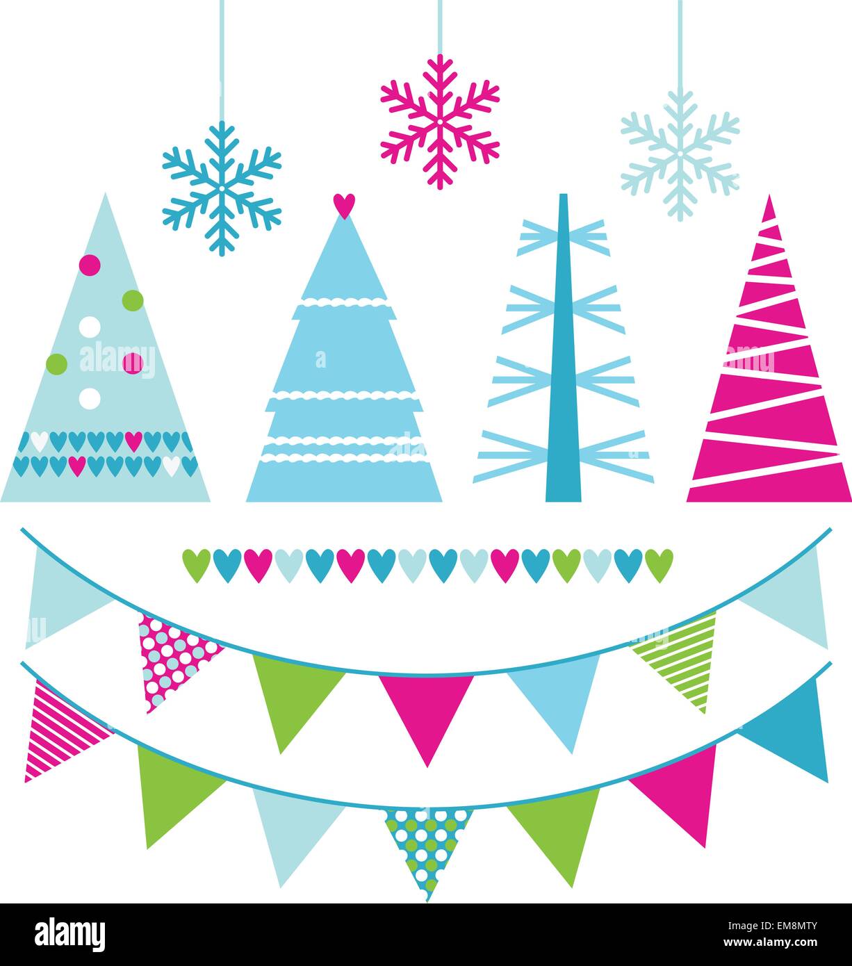 Abstract xmas trees and design elements isolated on white Stock Vector ...