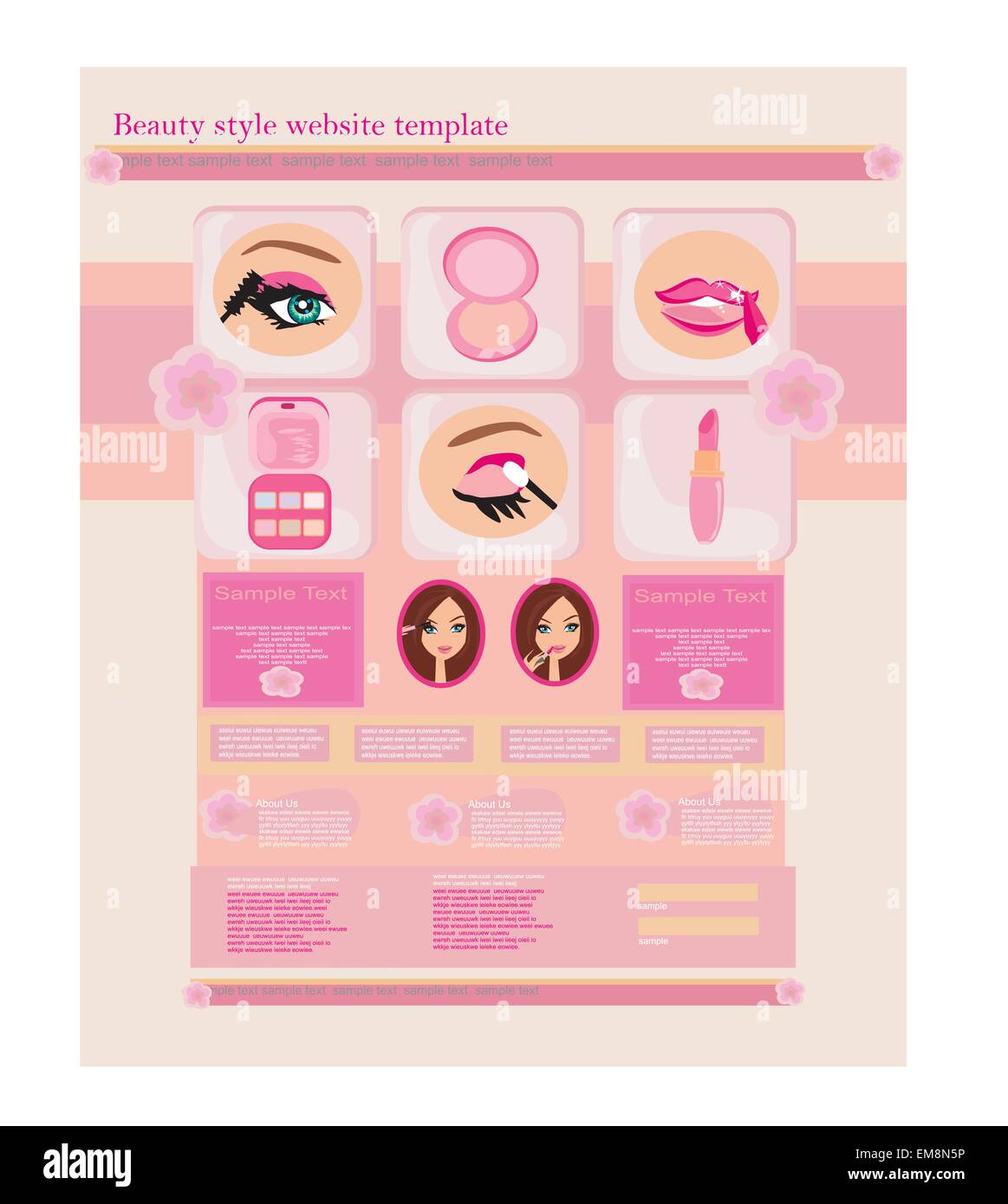 Beauty style website template - shop for makeup cosmetics Stock Vector