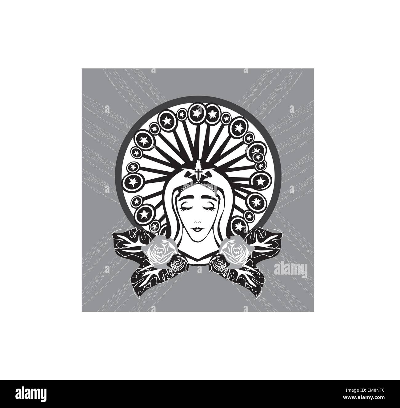 Blessed Virgin Mary portrait Stock Vector