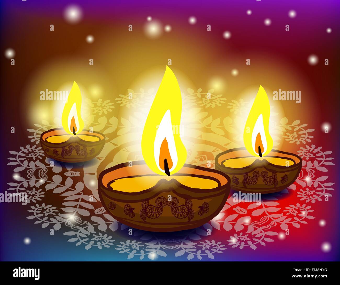 Vector holiday of Diwali oil lamps Stock Vector Image & Art Alamy