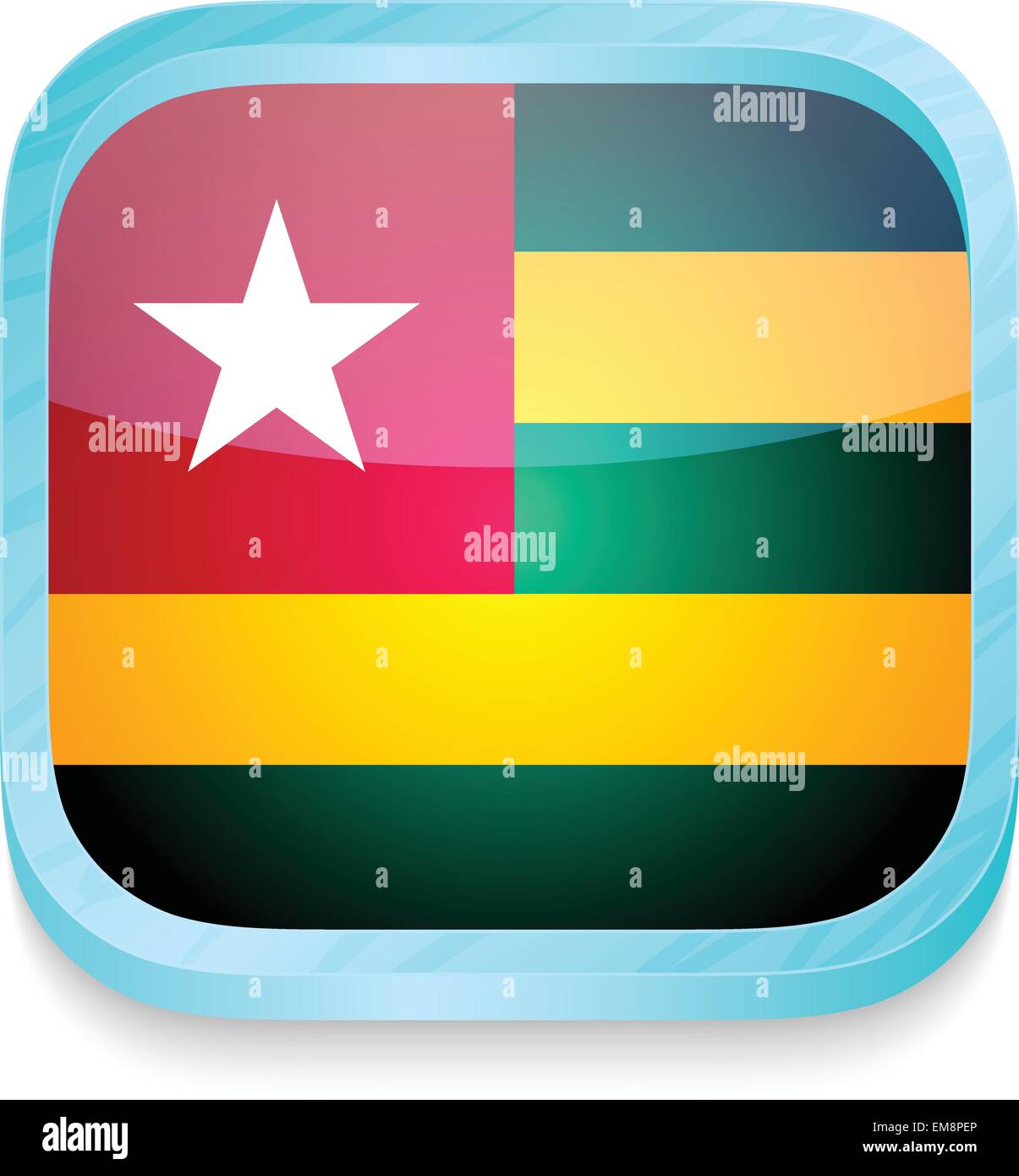 Smart phone button with Togo flag Stock Vector