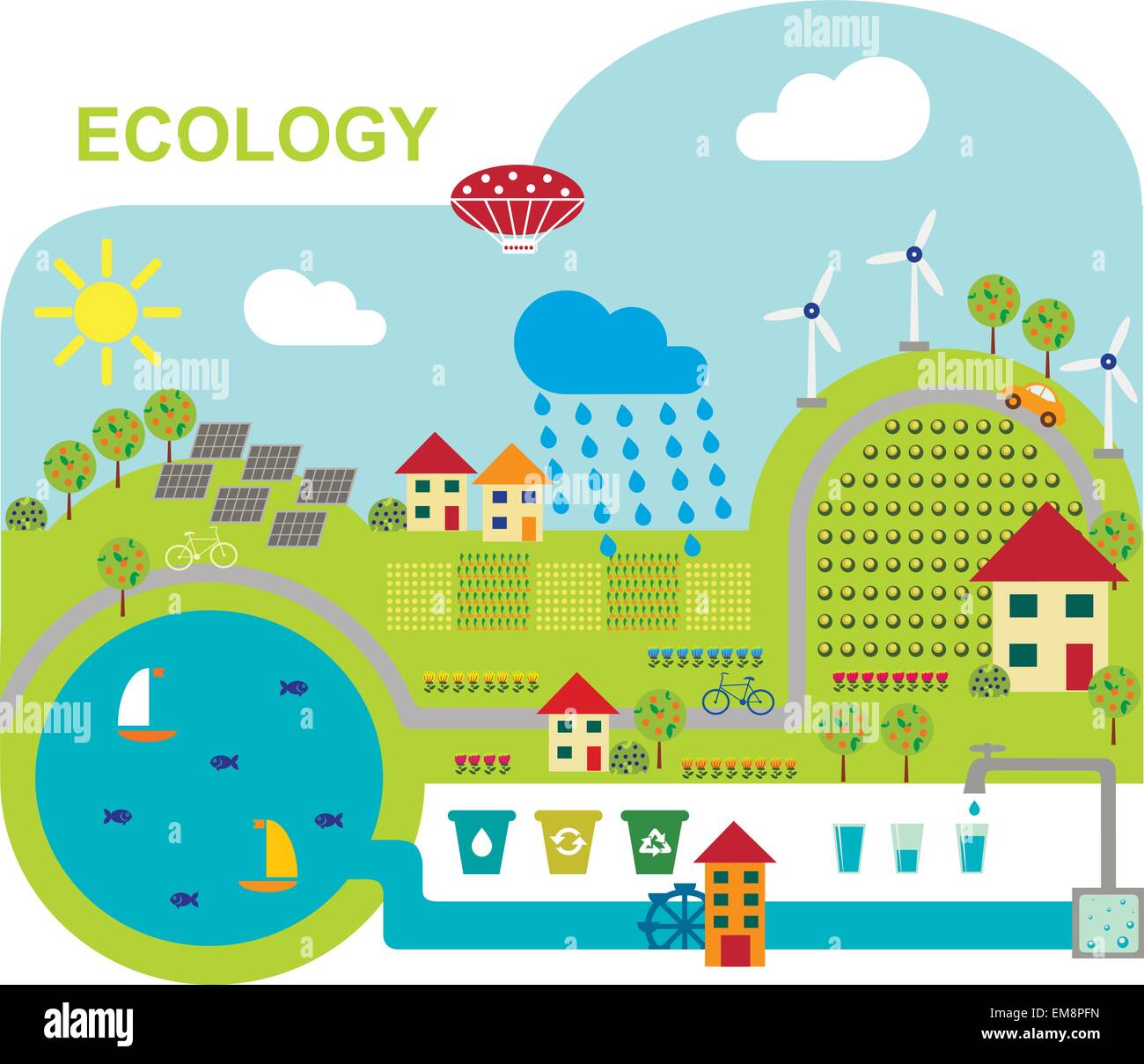 Vector illustration of ecologically friendly production methods Stock Vector