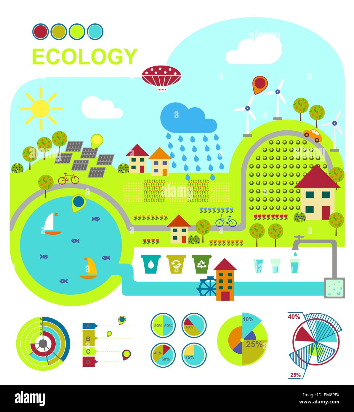 Vector illustration of ecologically friendly production methods Stock Vector