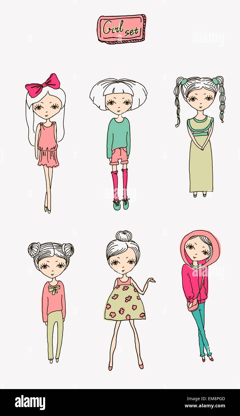 Set of teenage vector girls Stock Vector Image & Art - Alamy
