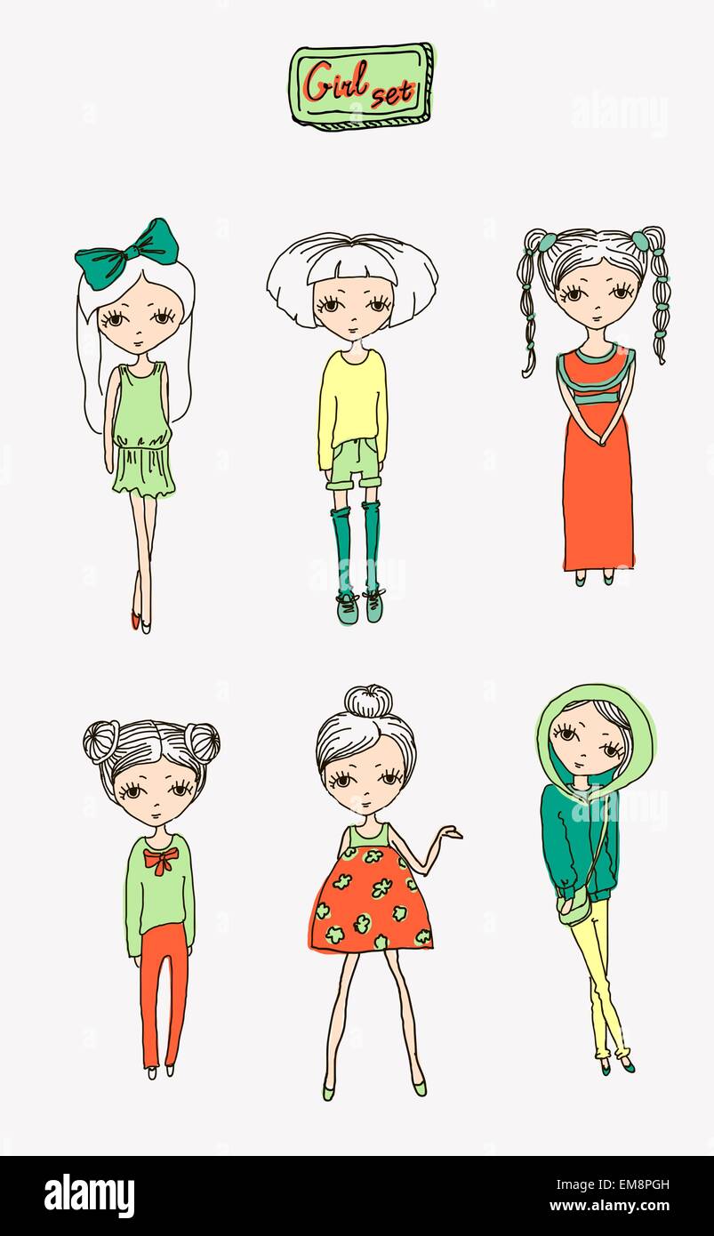 Set of teenage vector girls Stock Vector Image & Art - Alamy