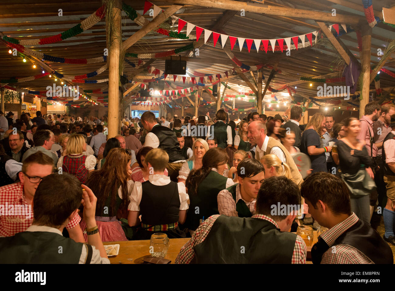 Bierzelt beim Ausseer Kirtag, Altaussee, Styria, Salzkammergut, Austria Stock Photo