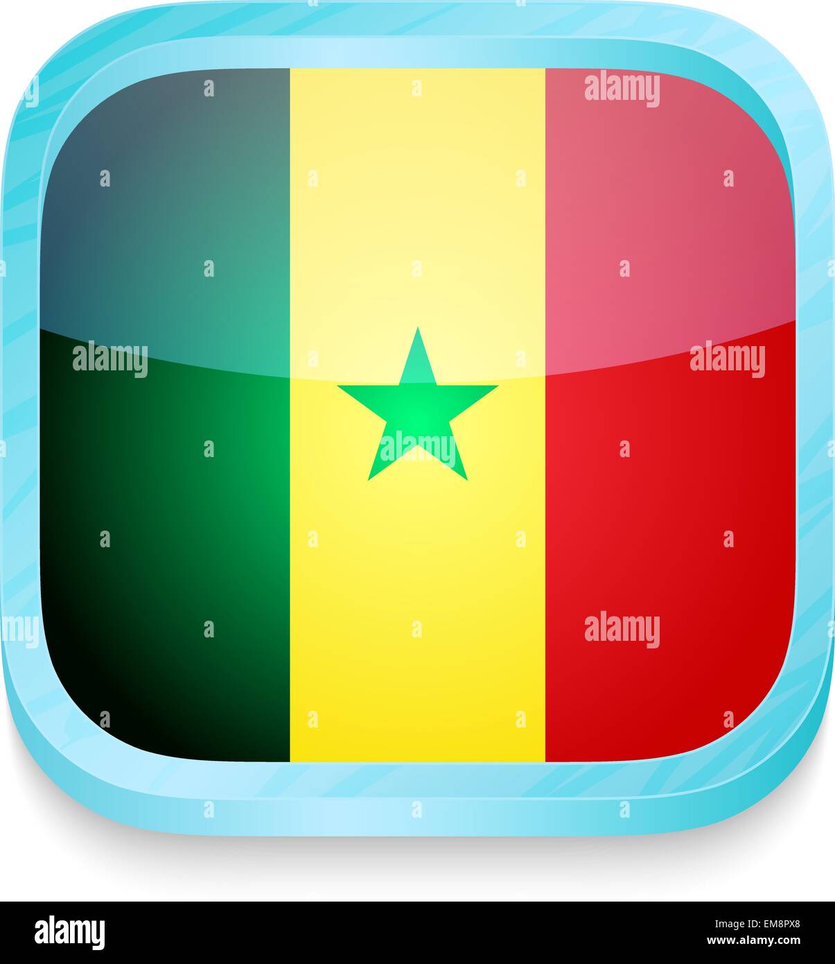 Smart phone button with Senegal flag Stock Vector