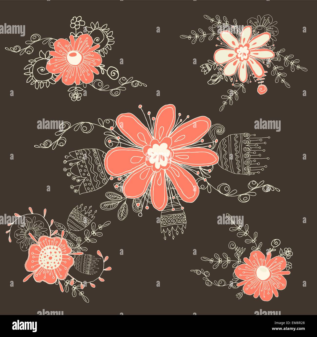 Vintage frames and hand-drawn floral decorative elements Stock Vector ...