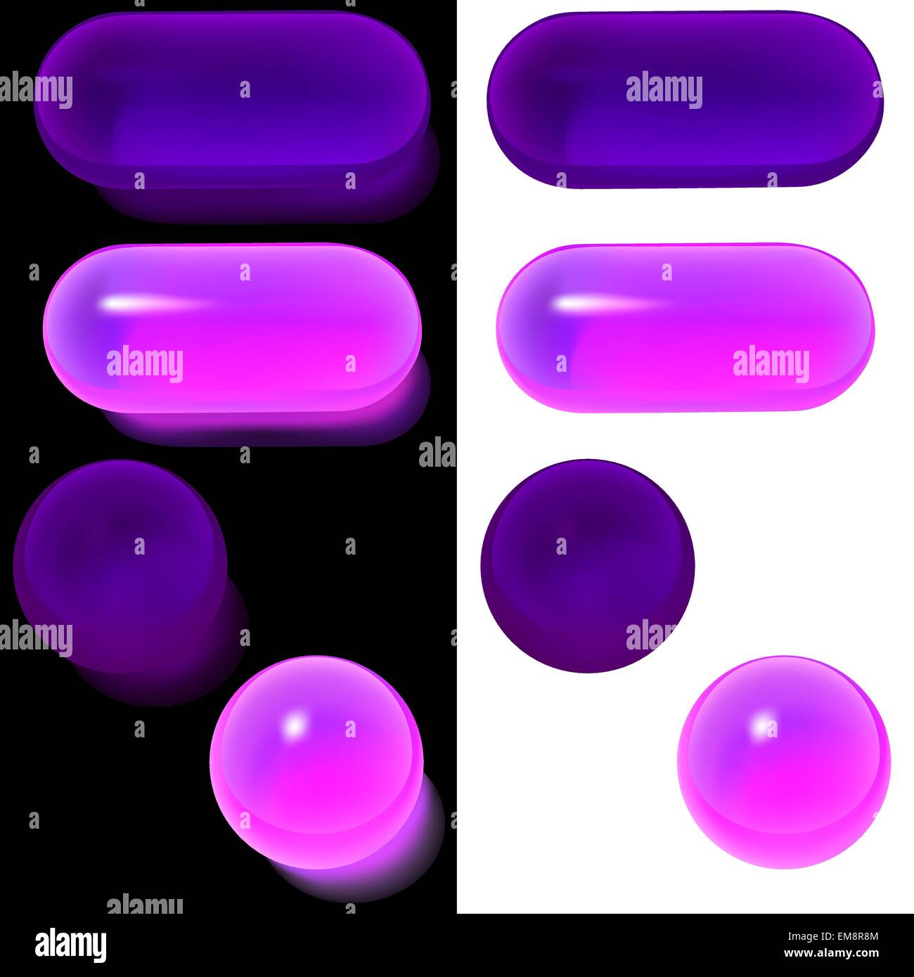 Violet Glass Buttons Stock Vector