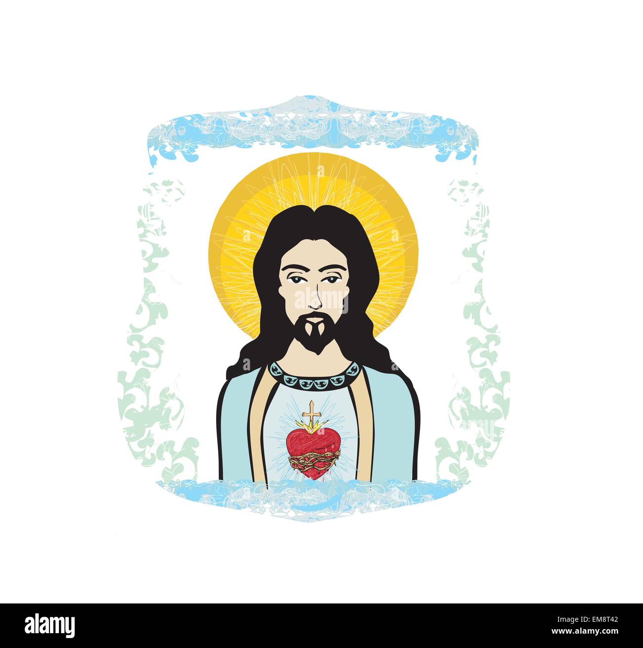 Sacred Heart of Jesus illustration Stock Vector