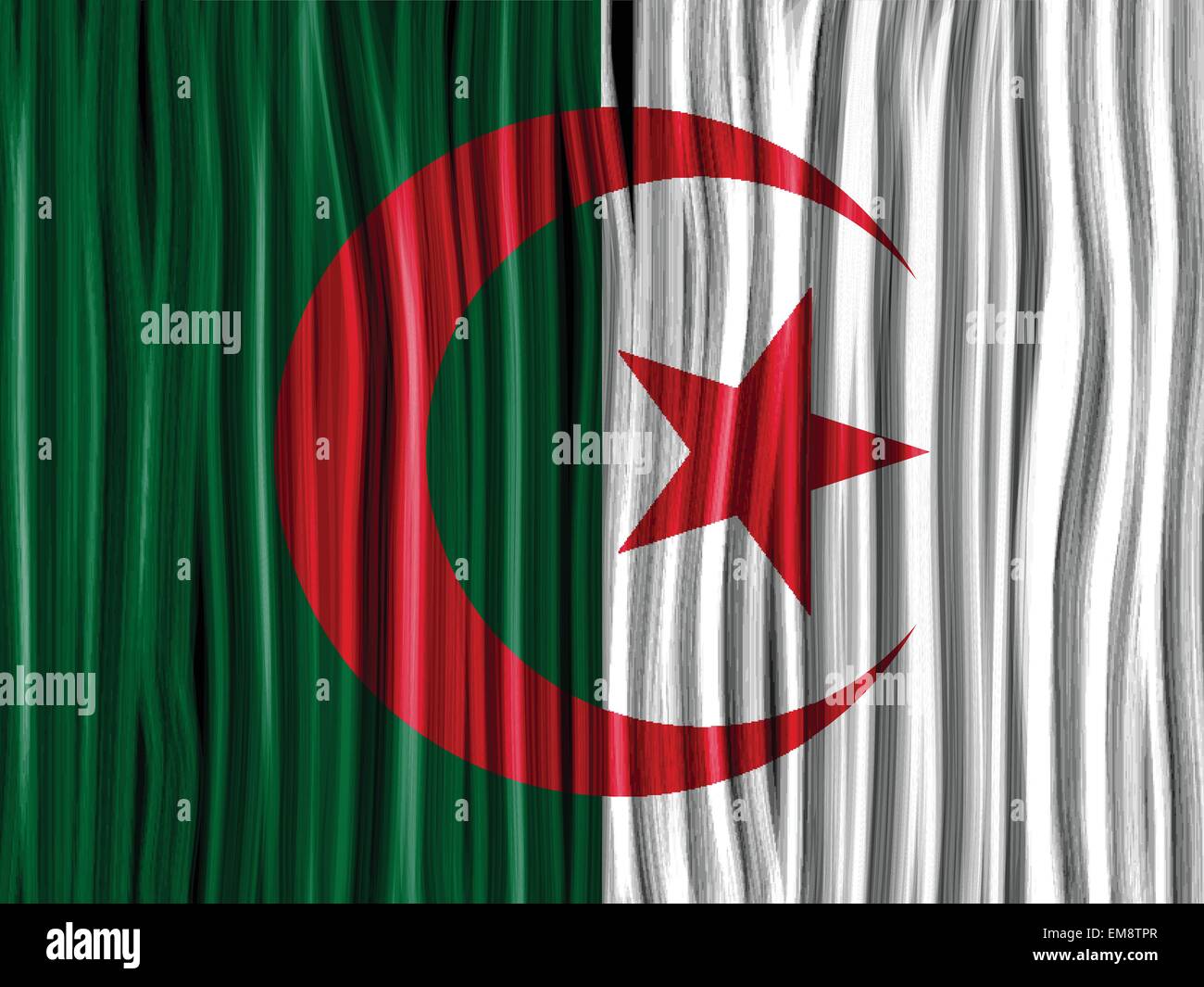 Algeria Flag Wave Fabric Texture Background Stock Vector