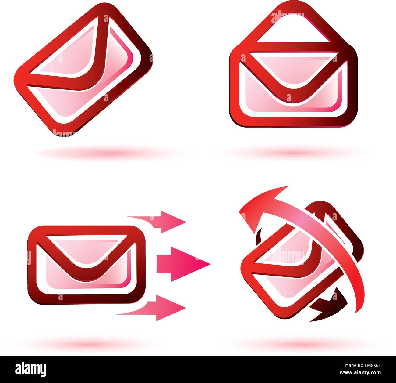 email icons set, isolated glossy vector symbols Stock Vector