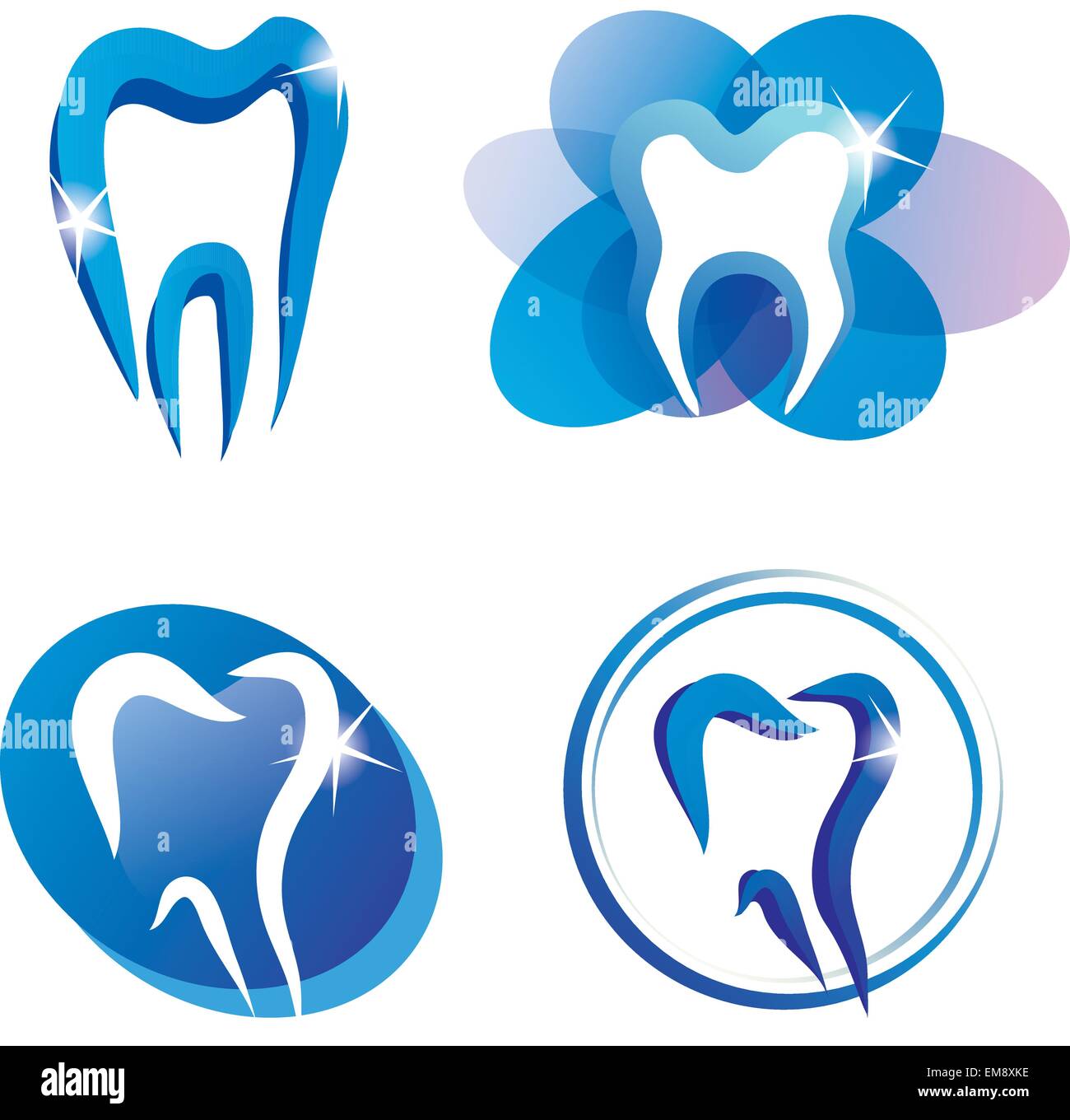 set of tooth stylized icons, isolated vector symbols Stock Vector