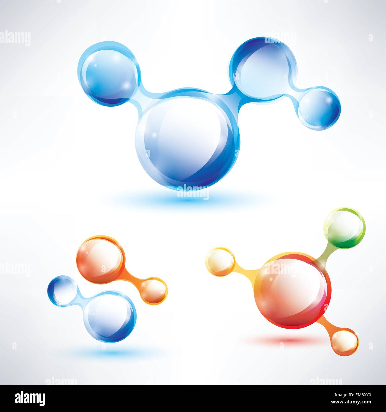 abstract molecule shape, glossy icons set Stock Vector