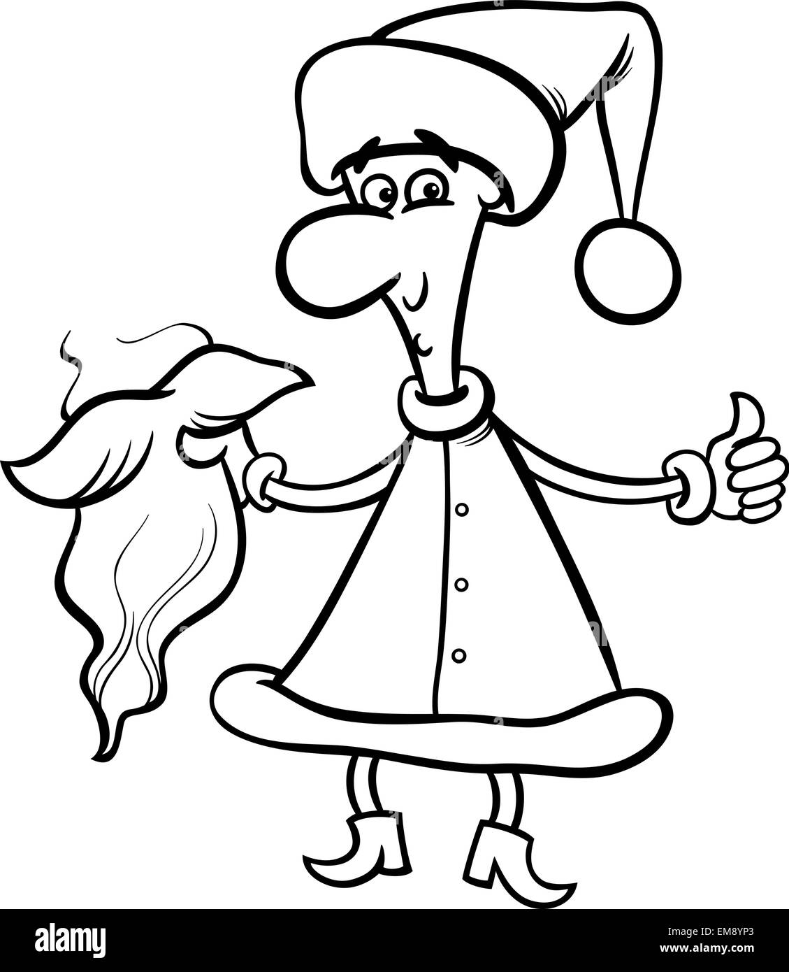 man in santa costume coloring page Stock Vector