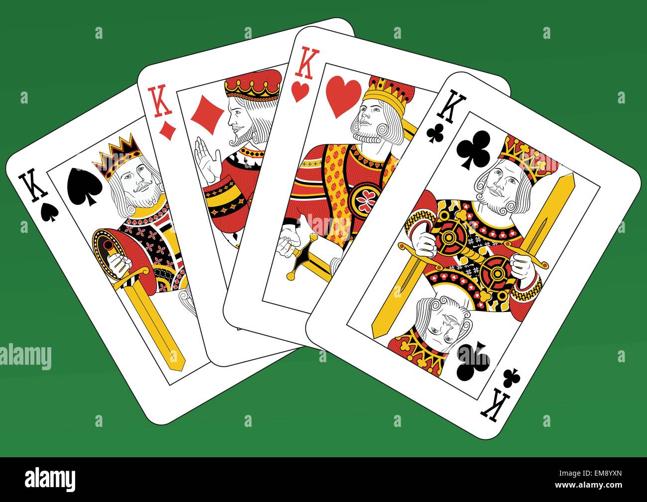 Four Kings playing cards on a green background Stock Vector Image & Art