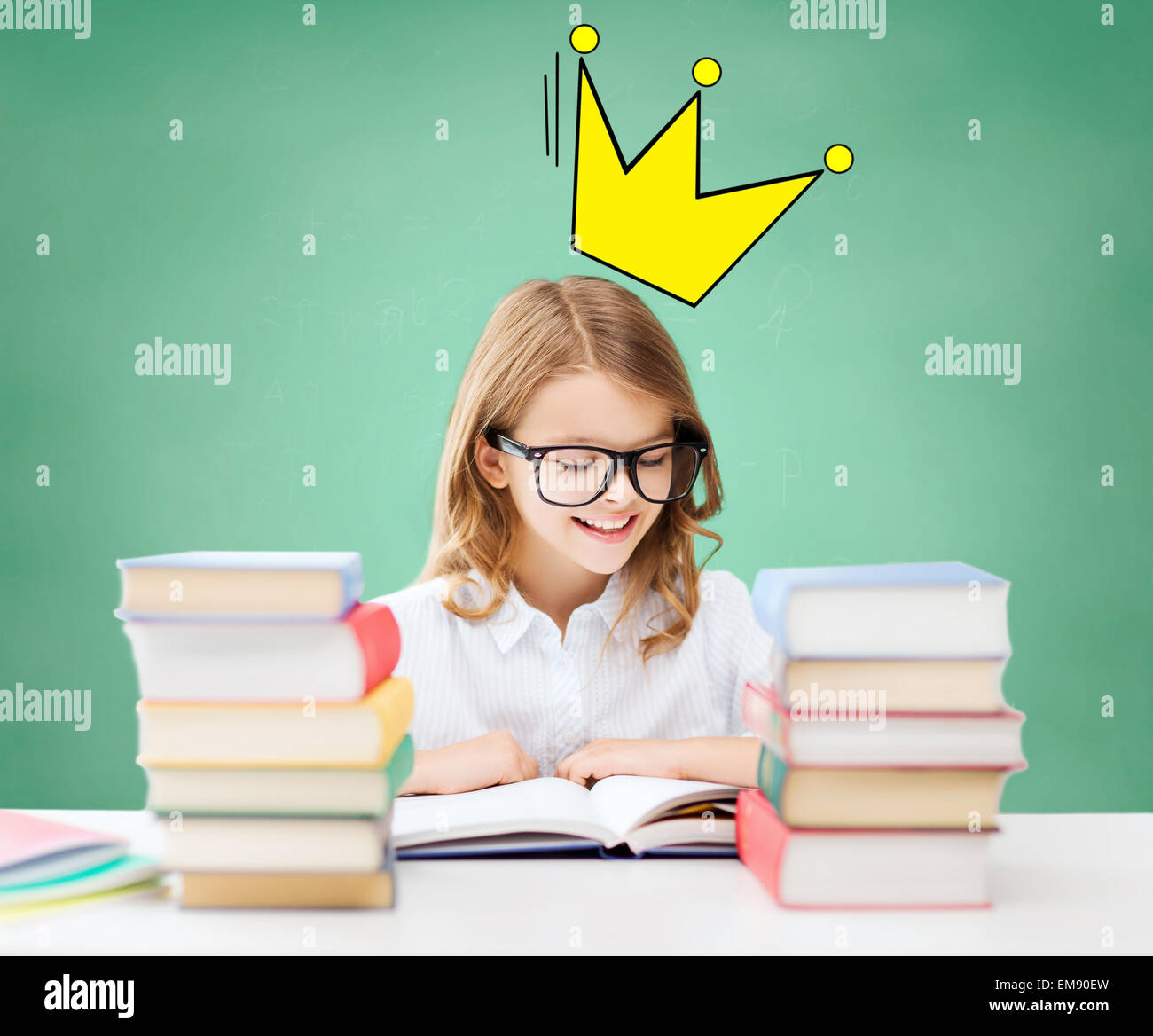 student girl reading books at school Stock Photo - Alamy