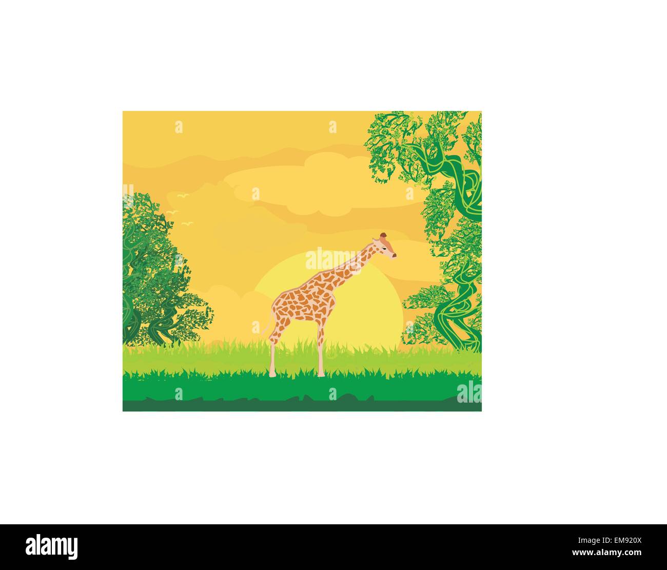 Giraffe in jungle landscape Stock Vector