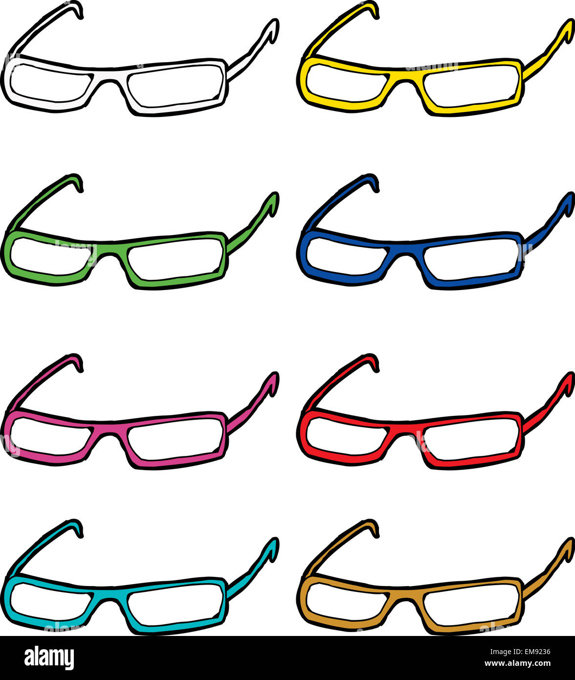 Set of cartoon eyeglasses frames in various colors Stock Photo - Alamy