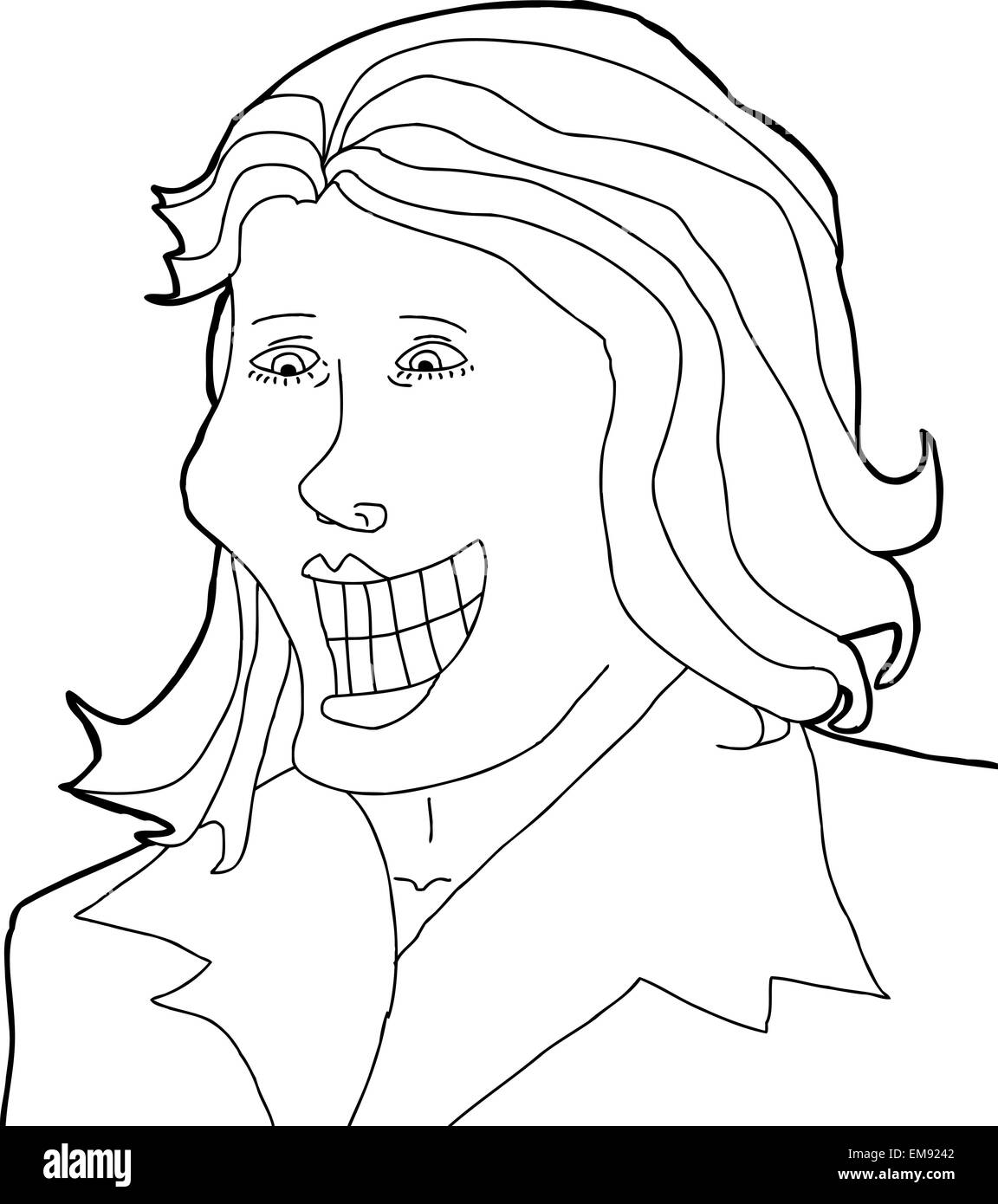 Outline drawing of happy businesswoman with smile Stock Photo