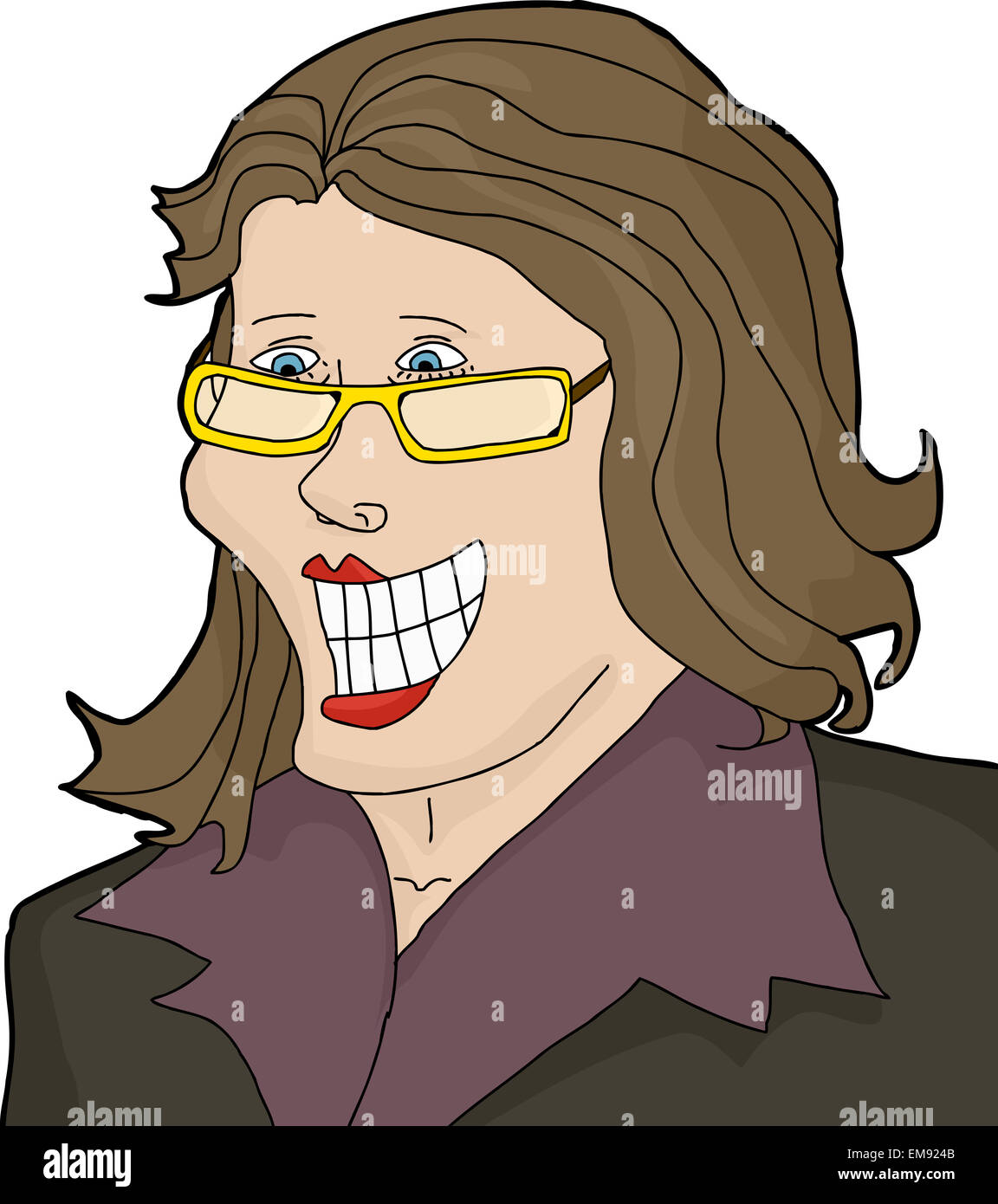 Woman big smile illustration hi-res stock photography and images - Alamy