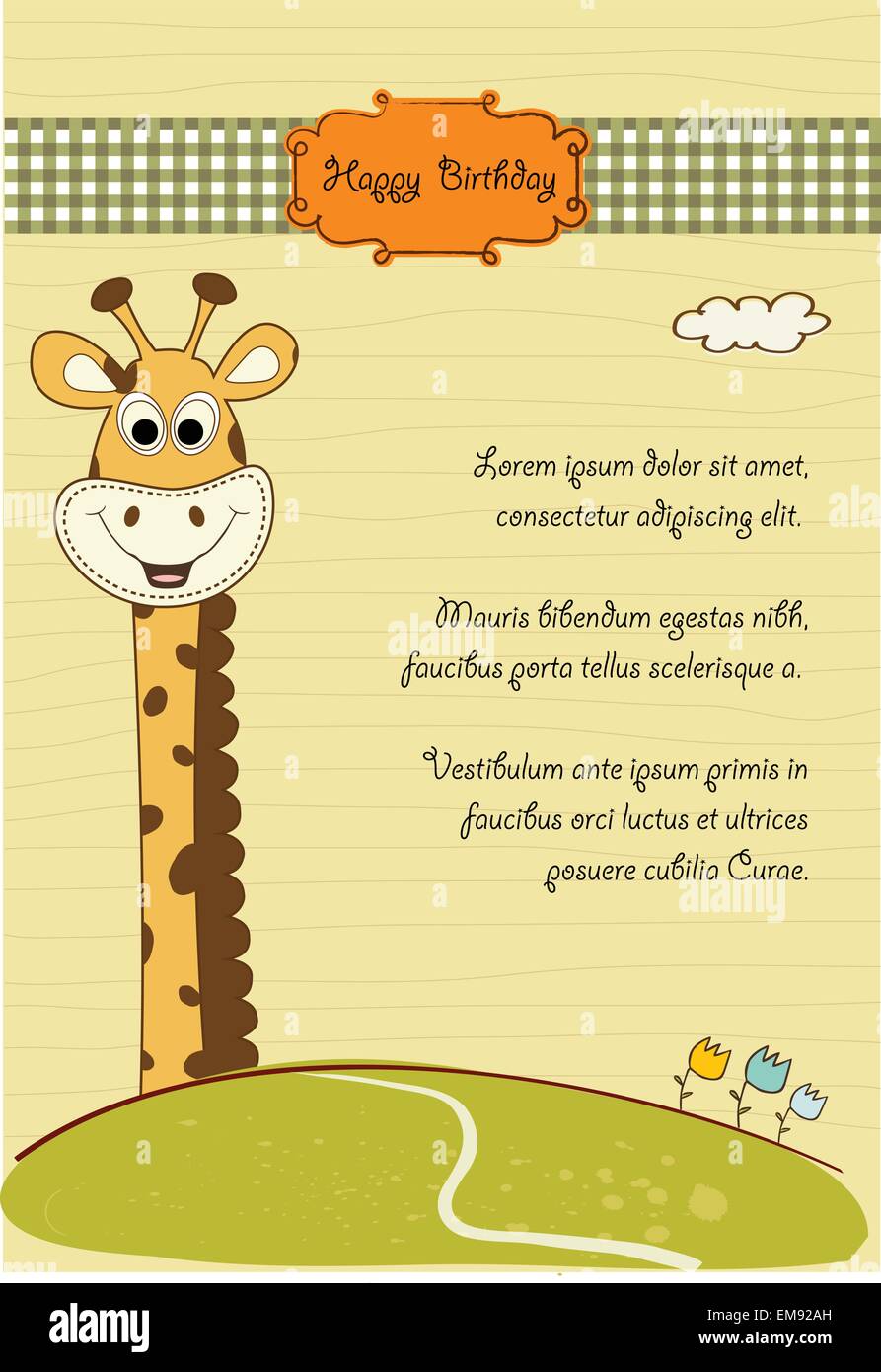 birthday greeting card with giraffe Stock Vector