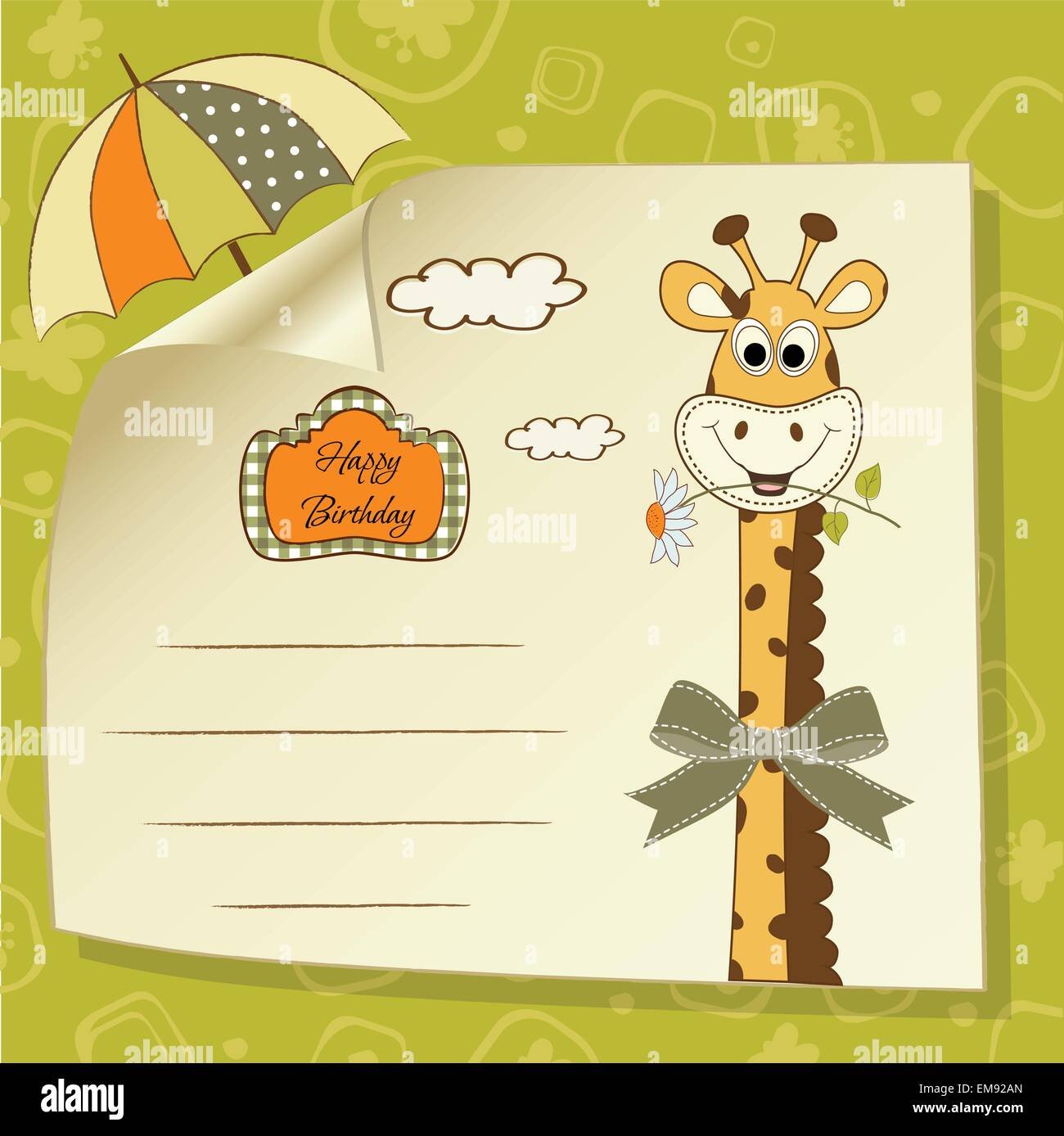 birthday greeting card with giraffe Stock Vector