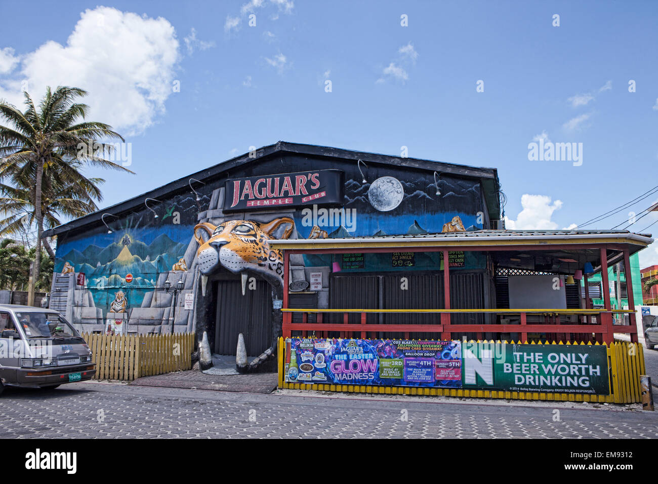 Jaguar's Temple Club in San Pedro, Ambergris Caye, Belize, South America. Stock Photo