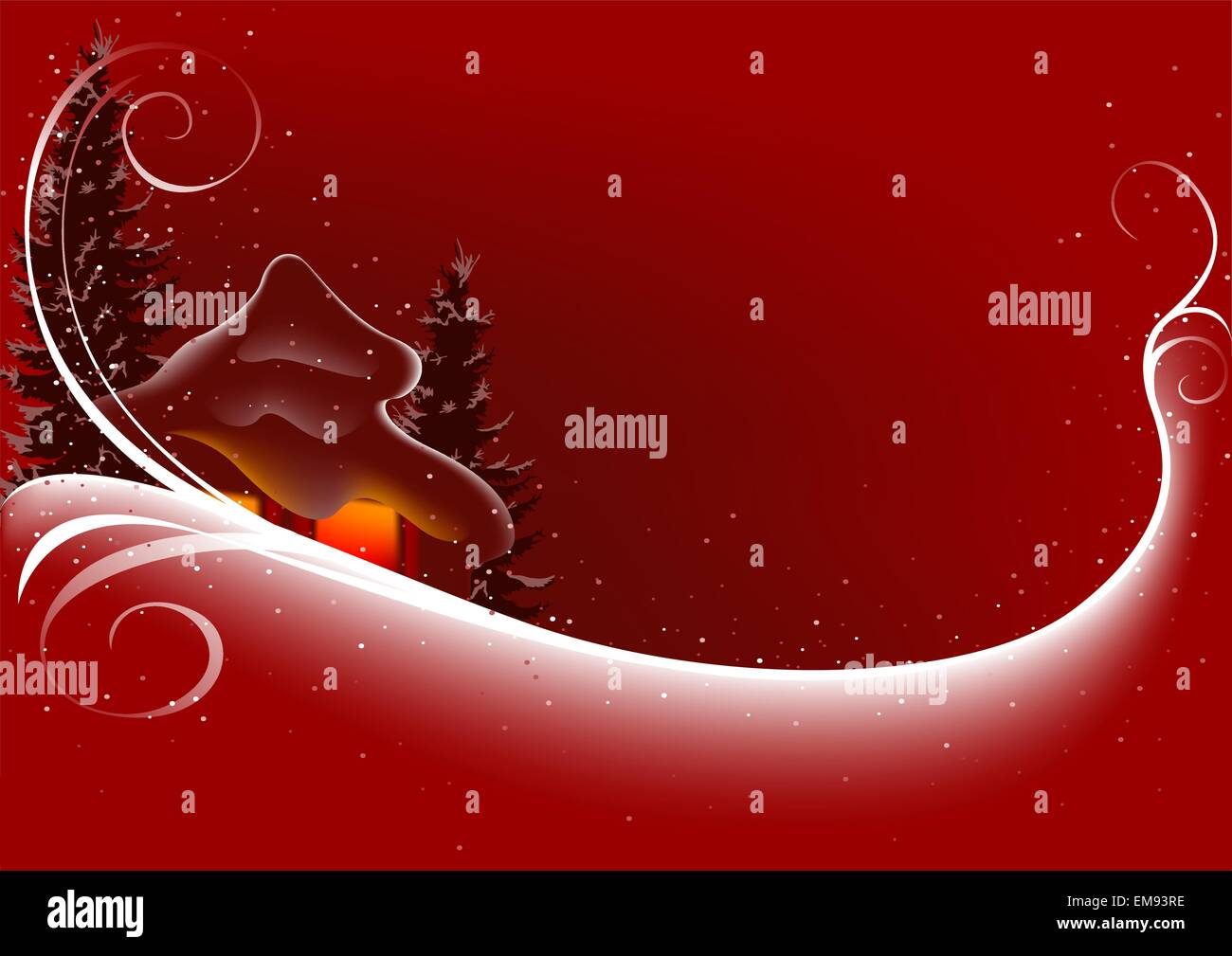 Red Christmas Cottage Stock Vector