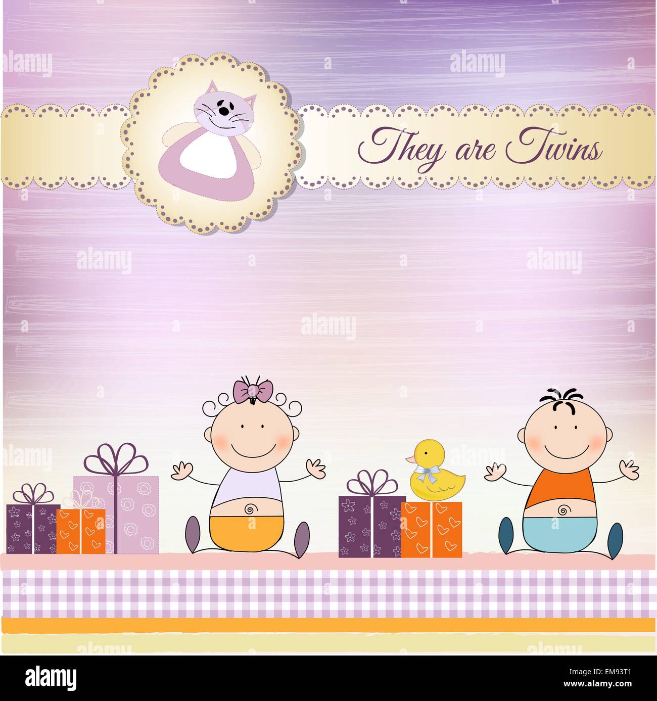 Twins announcement card Stock Vector Image & Art Alamy