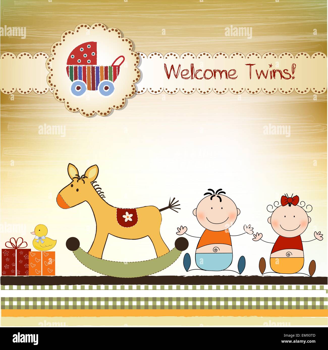 Twins announcement card Stock Vector Image & Art Alamy