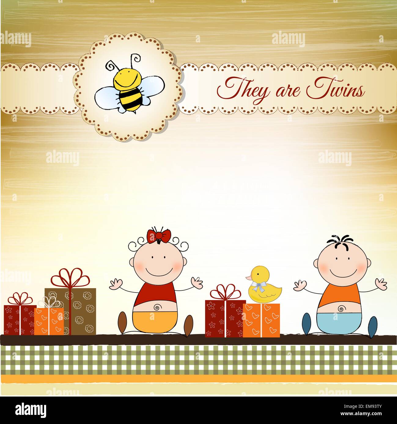 Twins announcement card Stock Vector Image & Art Alamy