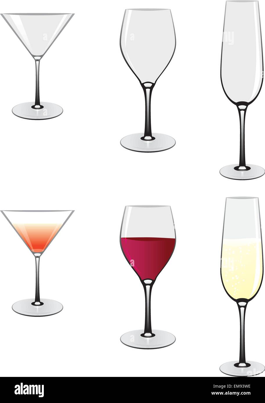 Cocktail Glass Collection Stock Vector